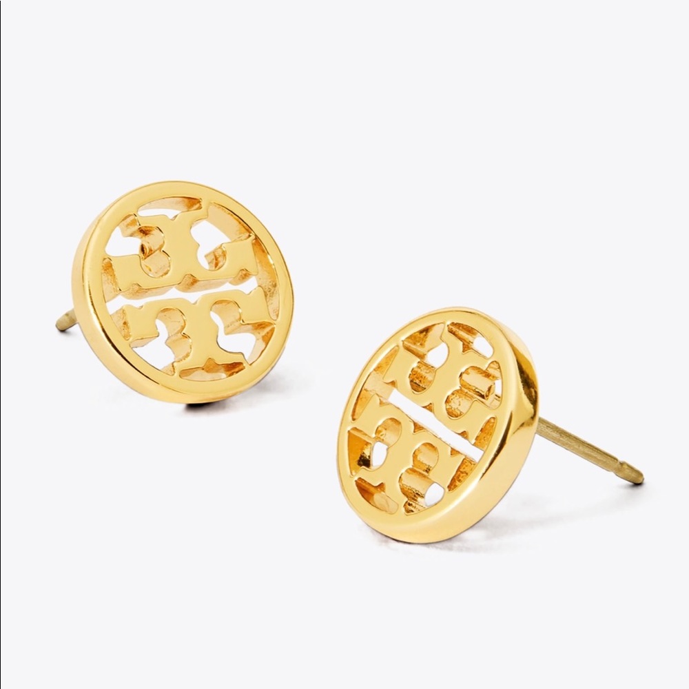 Tory Burch Miller Stud Circle Classic Logo Earring